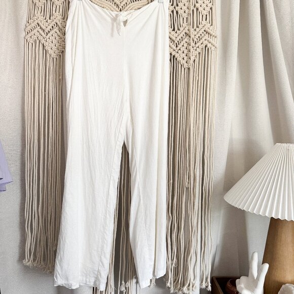 Glassons Women’s European Flax Linen Blend Pants White Size 10 GUC - Picture 1 of 6
